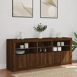 Avis Maison Chic Commode Buffet - Meuble de rangement avec lumières LED chêne marron 162x37x67 cm -GKD35414