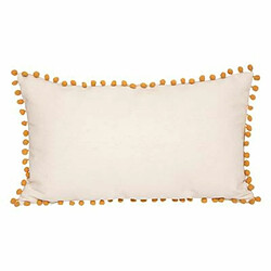 Coussin Déco Enfant Pompons 30x50cm Ocre