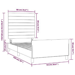 vidaXL Cadre de lit sans matelas gris clair 90x190 cm velours pas cher