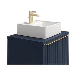 Acheter Vente-Unique Meuble de salle de bain suspendu simple vasque strié bleu - 60 cm - JOSEPHA