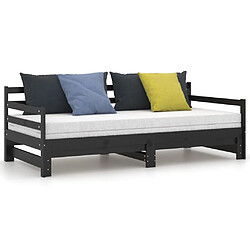 Avis vidaXL Lit coulissant sans matelas noir 2x(90x200) cm