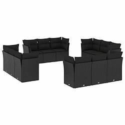 Maison Chic Salon de jardin 12 pcs avec coussins | Ensemble de Table et chaises | Mobilier d'Extérieur noir résine tressée -GKD44013