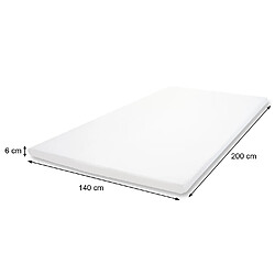 Mendler 6cm Surmatelas à mousse Memory HWC-E63, Couvre-matelas, housse ~ 140x200cm mousse visco