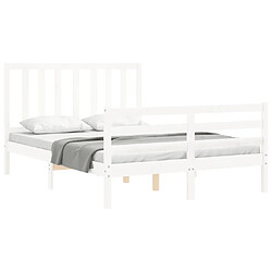 Acheter Maison Chic Cadre/structure de lit avec tête de lit pour adulte - Lit Moderne Chambre blanc 140x190 cm bois massif -MN96736