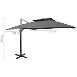 vidaXL Parasol de jardin en porte-à-faux avec double toit anthracite pas cher