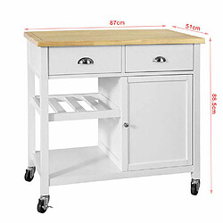 SoBuy FKW62-WN Desserte Roulante Chariot de Cuisine de Service Armoire Meuble de Rangement