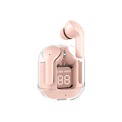 Eko Écouteurs Sans Fil Bluetooth 5.3 TWS Modèle Cristal avec Affichage LED Rose