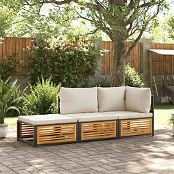 vidaXL Salon de jardin avec coussins 3 pcs bois massif d'acacia