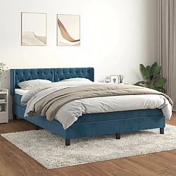 Maison Chic Lit Adulte - Lit simple Lit à sommier tapissier et matelas moelleux - Meuble de Chambre - Bleu foncé 140x200cm Velours -MN87999