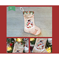 C212 2pcs Modèle de bonhomme de neige imprimé Chaussettes de Noël Pendentif Décorations de Noël Arbre de Noël Chaussettes de Noël Sac-cadeau