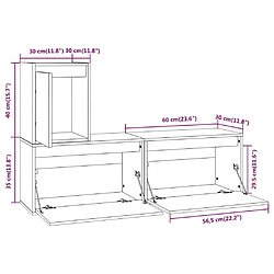 vidaXL Meubles TV 3 pcs Blanc Bois massif de pin pas cher