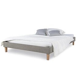 Homestyle4U Lit Futon Simple 120 x 200 Tissu Gris Sommier à Lattes