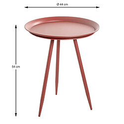 Pegane Table d'appoint ronde coloris rouge en métal laqué -diamètre 44 x hauteur 54 cm