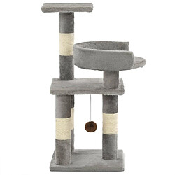 Helloshop26 Arbre à chat griffoir grattoir niche jouet animaux peluché en sisal 65 cm gris 3702042