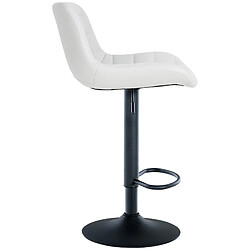 Decoshop26 Tabouret de bar x1 structure métallique noir assise en PVC blanc avec surpiqûres 10_0005443