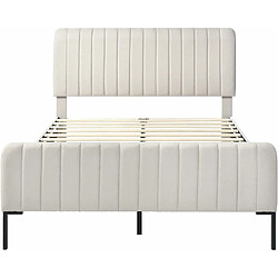 Universal Lit double capitonné, cadre de lit avec sommier à lattes et tête de lit réglable, lit rembourré beige, cadre de lit pour chambre à coucher, chambre d'ami, en lin (180 x 200 cm) pas cher