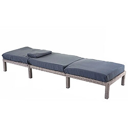 Decoshop26 Chaise longue premium épaisseur 10 cm relax bain de soleil en polyrotin gris coussin gris foncé 04_0004248