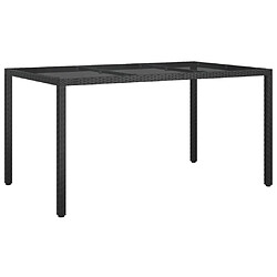 vidaXL Table de jardin 150x90x75cm Verre trempé et résine tressée Noir