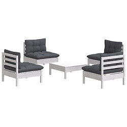 Avis Maison Chic Salon de jardin 5 pcs + coussins - Mobilier/Meubles de jardin - Table et chaises d'extérieur anthracite bois de pin -MN76847