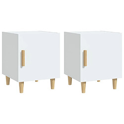 vidaXL Tables de chevet 2 pcs Blanc Bois d'ingénierie