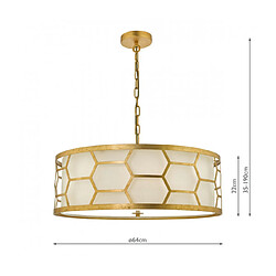 Luminaire Center Suspension Epstein Verre givré blanc,Feuille d'or 4 ampoules 22cm pas cher