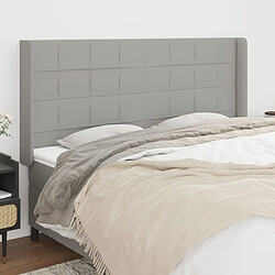 Maison Chic Tête de lit scandinave avec oreilles,meuble de chambre Gris clair 203x16x118/128 cm Tissu -MN51214