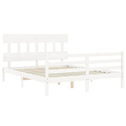 Maison Chic Lit adulte - Cadre Structure de lit avec tête de lit Contemporain blanc 160x200 cm bois massif -MN75776 pas cher