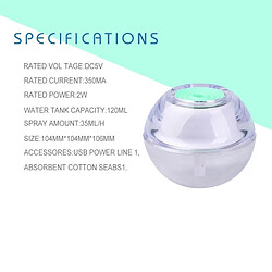 Acheter Wewoo Humidificateur d'Air vert ultrasonique portatif de cristal 2W avec la lumière de nuit de LED, capacité de réservoir d'eau: 120ML, DC 5V