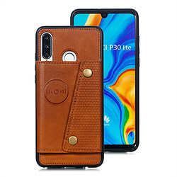 Wewoo Coque Fashion Etui de protection en cuir pour Huawei P30 Lite Marron