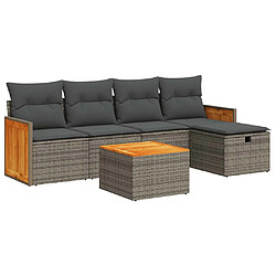 vidaXL Salon de jardin 6 pcs avec coussins gris résine tressée