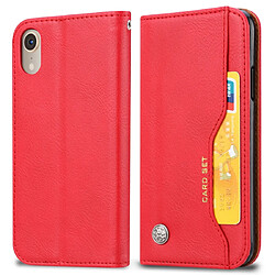 Wewoo Housse Coque Étui en cuir à rabat horizontal avec texture pour peau iPhone XRavec cadre photo et supportlogements cartes et portefeuille rouge