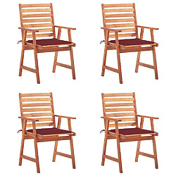 vidaXL Chaises à manger d'extérieur lot de 4 et coussins Acacia massif