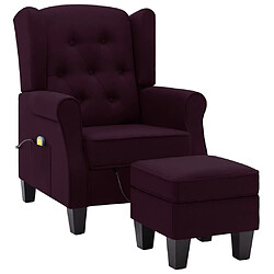 vidaXL Fauteuil de massage avec repose-pied Violet Tissu