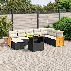 Maison Chic Ensemble Tables et chaises d'extérieur 9 pcs avec coussins,Salon de jardin noir résine tressée -GKD480053