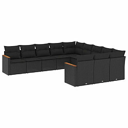 Maison Chic Salon de jardin 11 pcs avec coussins | Ensemble de Table et chaises | Mobilier d'Extérieur noir résine tressée -GKD76015