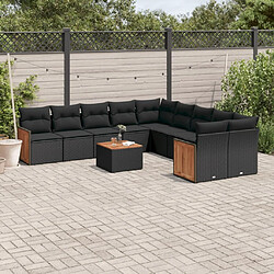 Maison Chic Salon de jardin 11 pcs avec coussins | Ensemble de Table et chaises | Mobilier d'Extérieur noir résine tressée -GKD62186