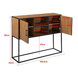 Helloshop26 Commode stylée meuble de rangement pratique design motala 90 x 109 x 30 cm effet bois foncé noir 03_0006825