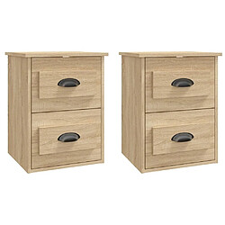 Maison Chic Lot de 2 Tables de Chevet murales - Tables de Nuit chêne sonoma 41,5x36x53 cm