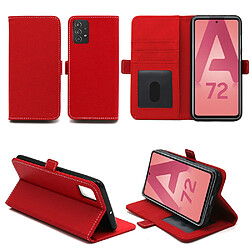 Xeptio Samsung Galaxy A72 4G / A72 5G Housse portefeuille rouge Protection à Rabat avec Porte Cartes - Etui Folio Coque Antichoc