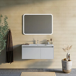 Kiamami Valentina ARMOIRE DE TOILETTE MURALE 100CM BLANC MAT MIROIR LED 100X70 | MONACO