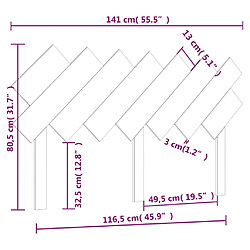 vidaXL Tête de lit Blanc 141x3x80,5 cm Bois massif de pin pas cher