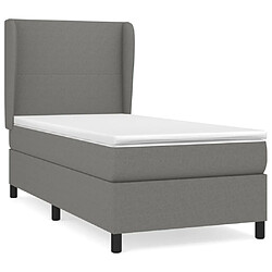 Maison Chic Lit Adulte - Lit simple Lit à sommier tapissier et matelas moelleux - Meuble de Chambre - Gris foncé 90x190 cm Tissu -MN95130