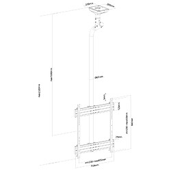 Acheter Kimex Support plafond pour 1 écran TV mode portrait 65''-75'' - Hauteur 225 cm