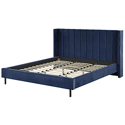 Beliani Lit double en velours bleu marine 180 x 200 cm VILLETTE pas cher