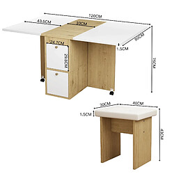 Avis KOMHTOM Ensemble de table à manger rétractable pliable (avec table à manger, 4 chaises), 120 * 80 * 75cm, chêne blanc