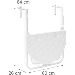 Helloshop26 Table de balcon pliante pliable 3 niveaux réglable blanc 13_0002691_3/2