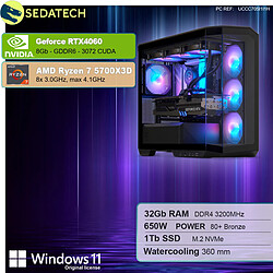 Sedatech PC Gamer V360 • AMD Ryzen 7 5700X3D • RTX4060 • 32Go RAM • 1To SSD M.2 • Windows 11