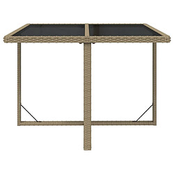 Avis Maison Chic Table de jardin | Table d'extérieur Beige 109x107x74 cm Résine tressée et verre -GKD46219