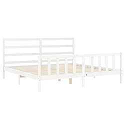 Maison Chic Lit adulte - Cadre Structure de lit avec tête de lit Contemporain blanc 200x200 cm bois massif -MN42489 pas cher