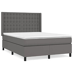 vidaXL Sommier à lattes de lit avec matelas Gris 140x200 cm Similicuir